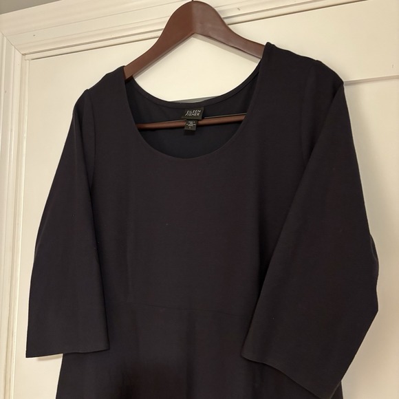 Eileen Fisher Black Crew Neck Midi Dress - Picture 2 of 6